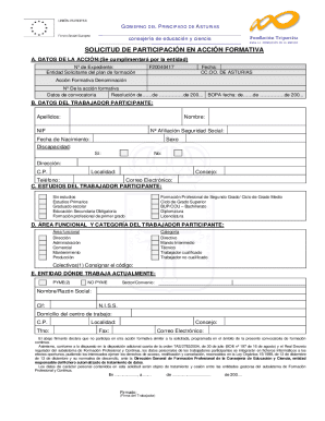 Asturias Training Program Application