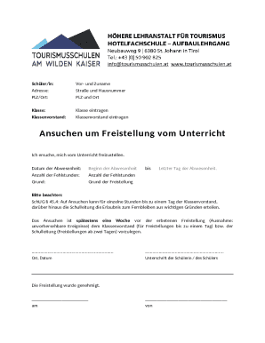 Austrian Student Absence Request Form