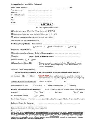 Sondernutzung Erlaubnisantrag