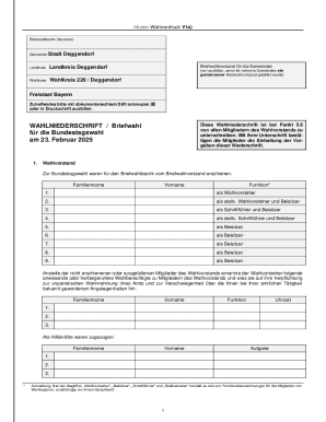 German Federal Election Absentee Ballot Form