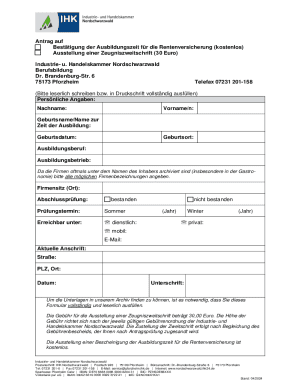 German Apprenticeship Certification Request Form