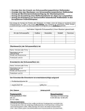 German Firearm Acquisition Notice Form