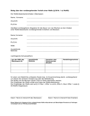 German Firearm Temporary Loan Receipt