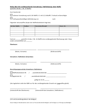 German Firearm Custody Certificate