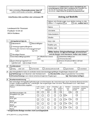 German Beihilfe Application Form