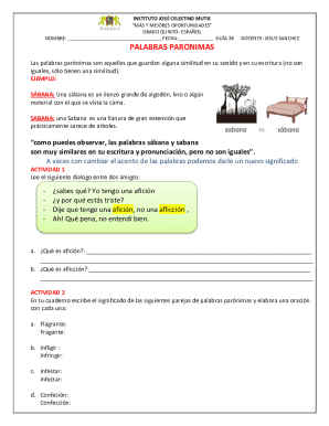 Spanish Paronyms Worksheet