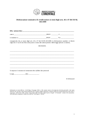 Italian Certification Substitution Declaration