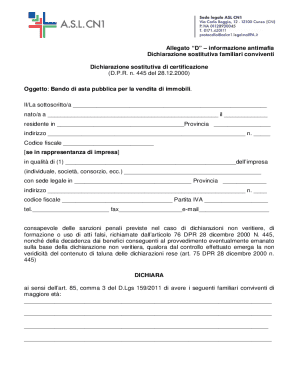Italian Anti-Mafia Declaration Form