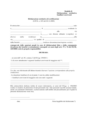 Italian Family Declaration Form