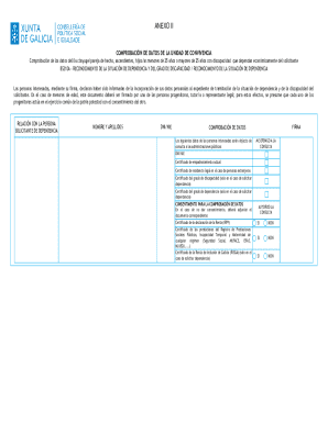 Galicia Dependency and Disability Verification Form