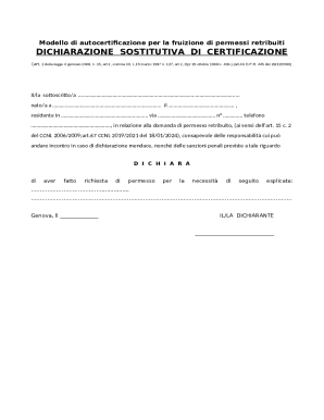Italian Self-Certification Form for Paid Leave