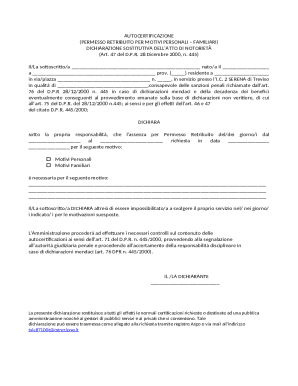 Italian Personal Leave Certification Form