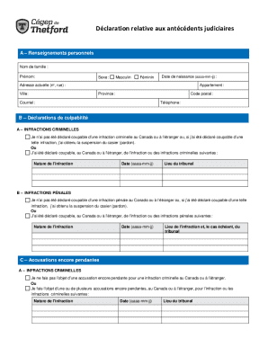 Canadian Criminal Record Declaration Form