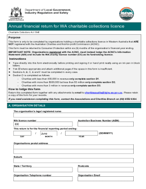 WA Charitable Collections Annual Financial Return