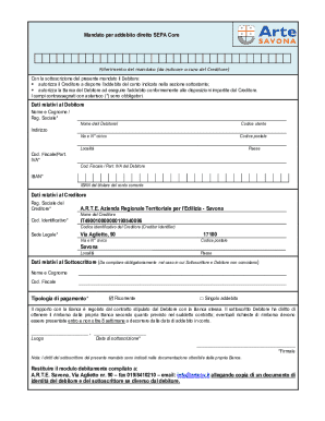 SEPA Core Direct Debit Mandate