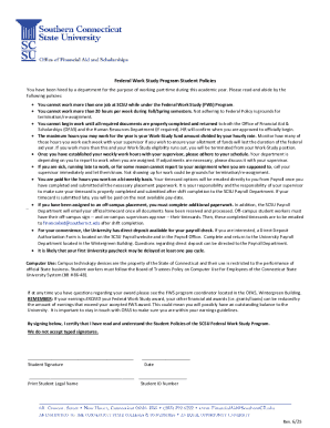Federal Work Study Authorization Form