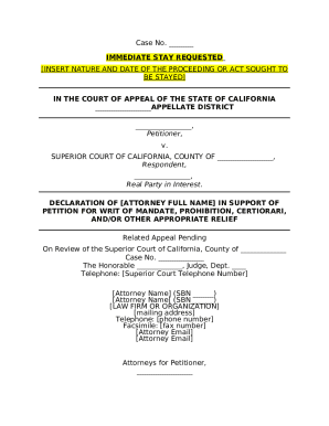 California Court Appeal Declaration
