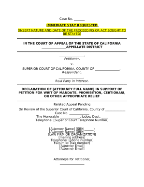 California Court Appeal Declaration