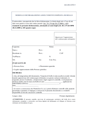 Italian Stamp Duty Exemption Declaration Form
