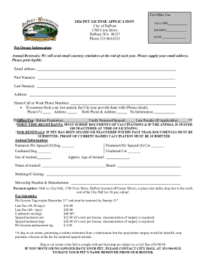 2026 Pet License Application