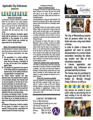Warrensburg Dog License Application