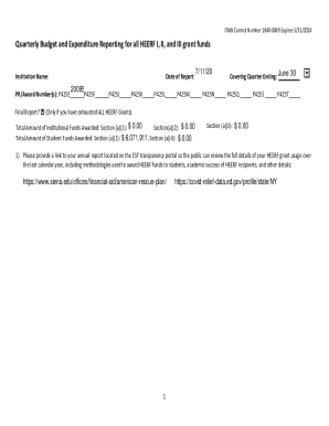 Quarterly Budget and Expenditure Reporting for HEERF Grants