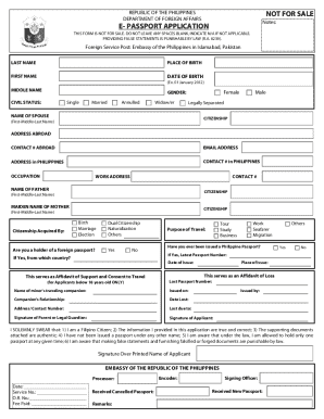 Philippines E-Passport Application Form