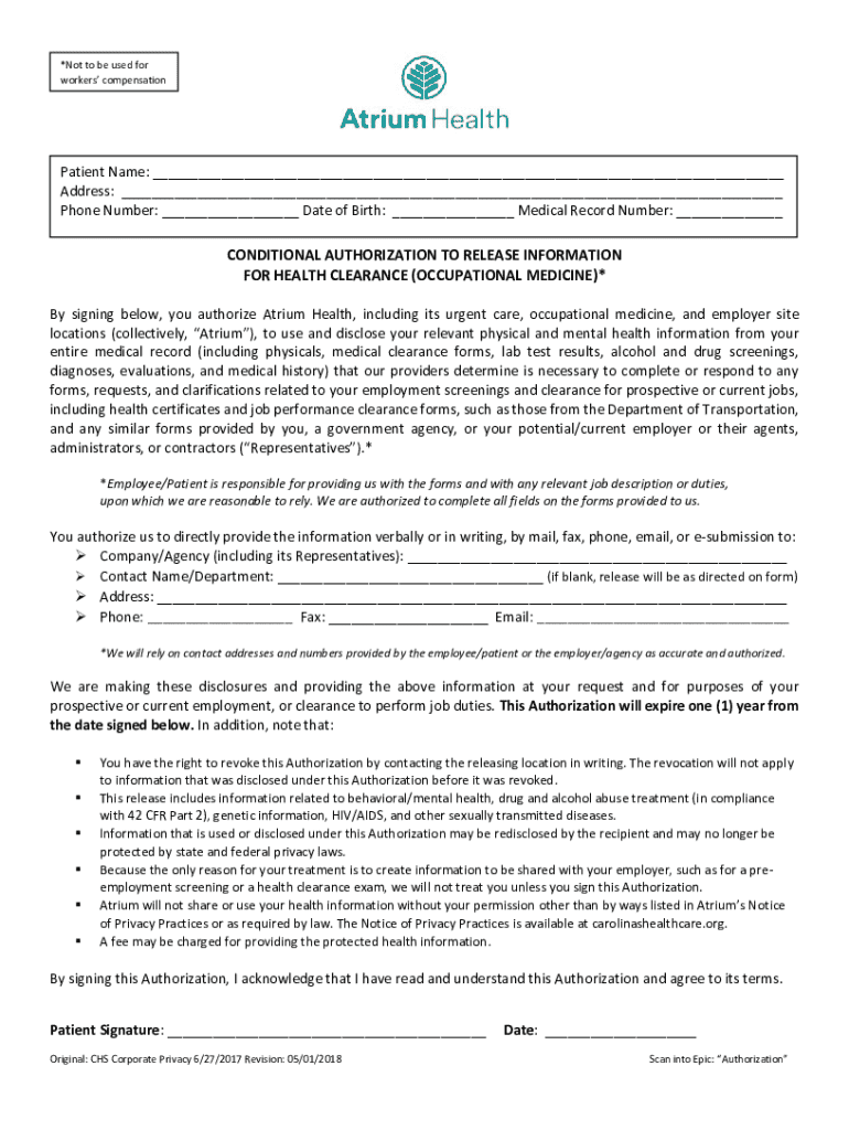 Conditional Release Checklist.pdf Conditional Authorization to Release Information - Blank Fillable ...