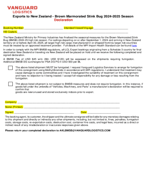 New Zealand BMSB Declaration Form