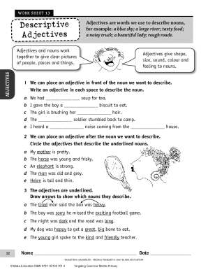 Descriptive Adjectives Worksheet