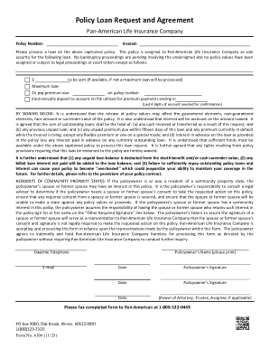 Policy Loan Request and Agreement
