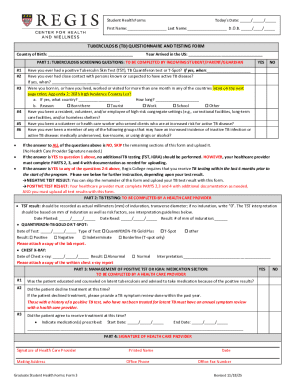 Tuberculosis Questionnaire and Testing Form