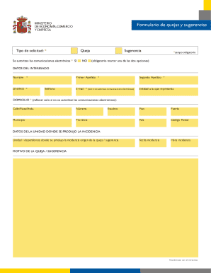 Spanish Complaint and Suggestion Form