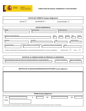Spain Complaint Suggestion Compliment Form