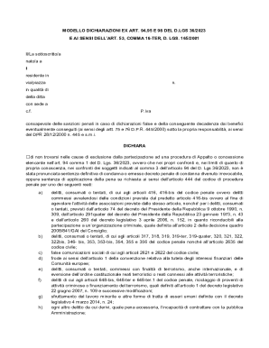 Italian Declaration Form for Public Procurement