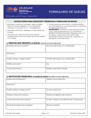 Colorado Banking Complaint Form
