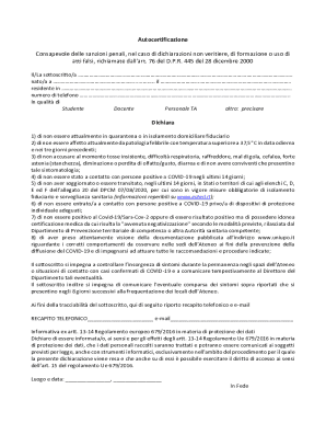 Autocertificazione COVID-19