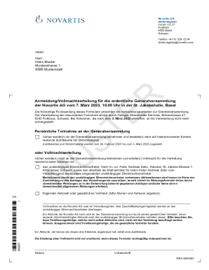 Novartis AG General Assembly Registration Form
