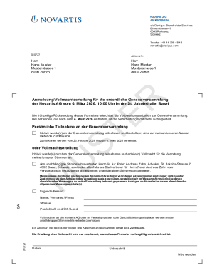 Novartis AG General Assembly Registration Form