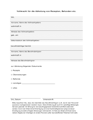 German Medical Power of Attorney for Document Collection