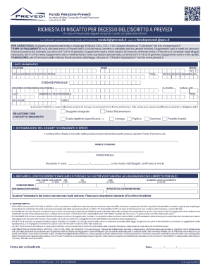 Fondo Pensione Prevedi Withdrawal Request Form