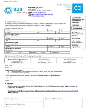A2A Smart City Contract Change Form