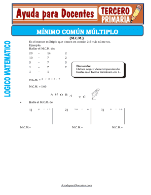 Math Worksheet - Least Common Multiple