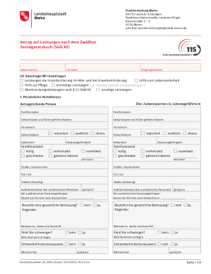German Social Security Benefits Application Form