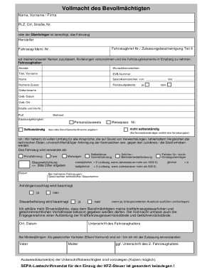 German Vehicle Power of Attorney