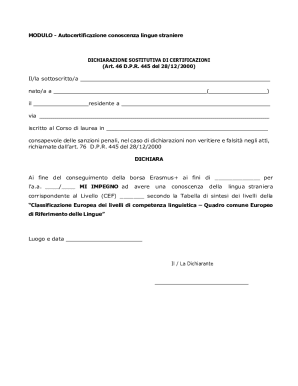 Italian Language Self-Certification Form