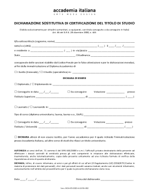 Italian Education Declaration Form