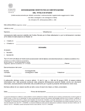 Italian Study Title Certification Declaration