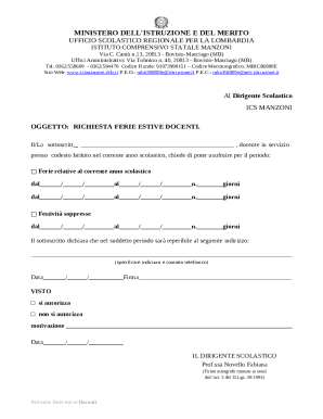 Summer Vacation Request Form