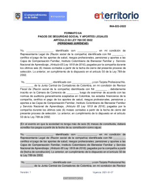 Colombia Social Security Payment Certification